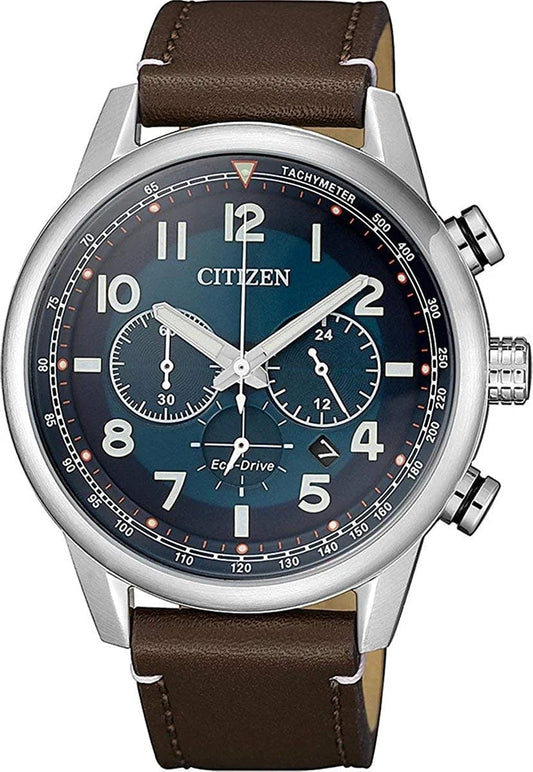 Citizen Sports Eco-Drive Chronograph Leather Strap Men'S Watch