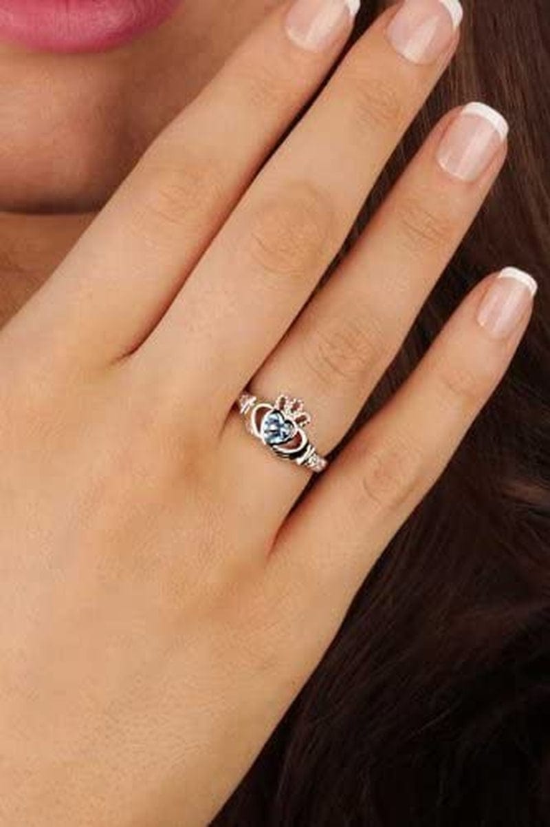 Claddagh Ring December Birth Month Sterling Silver SL90-12. Made in Ireland.