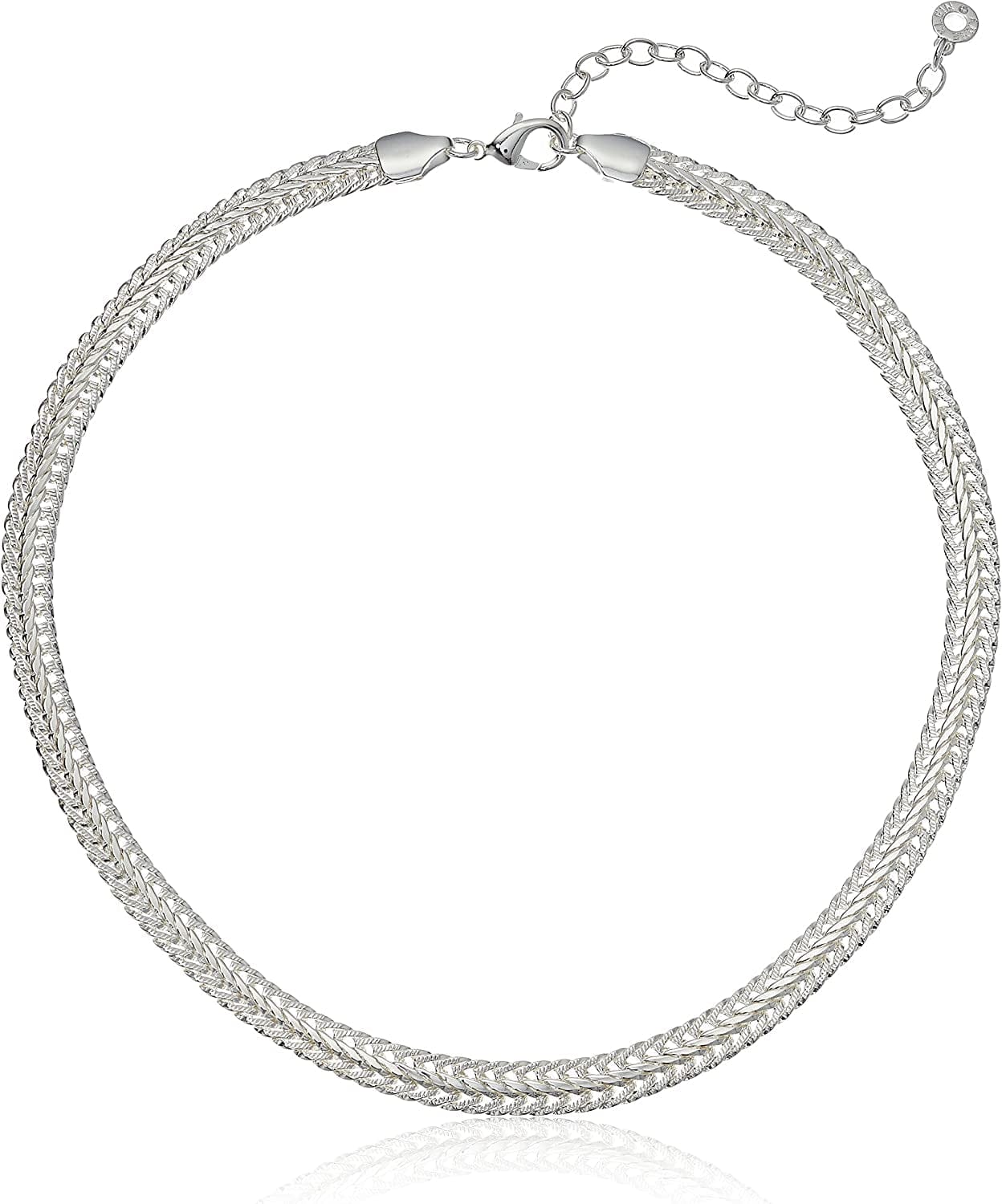 Classics Gold-Tone Flat Chain Necklace Silver / Classics Silver Tone 17-Inch Flat Collar Chain Necklace