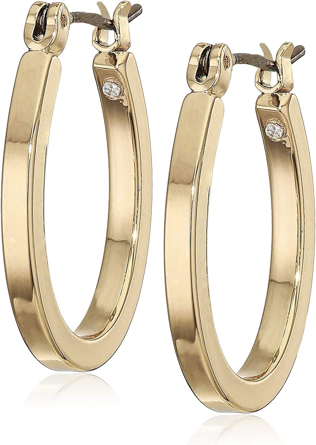 Classics Silvertone Large Oval Hoop Earrings Gold tone / PE SMALL OVAL HOOP