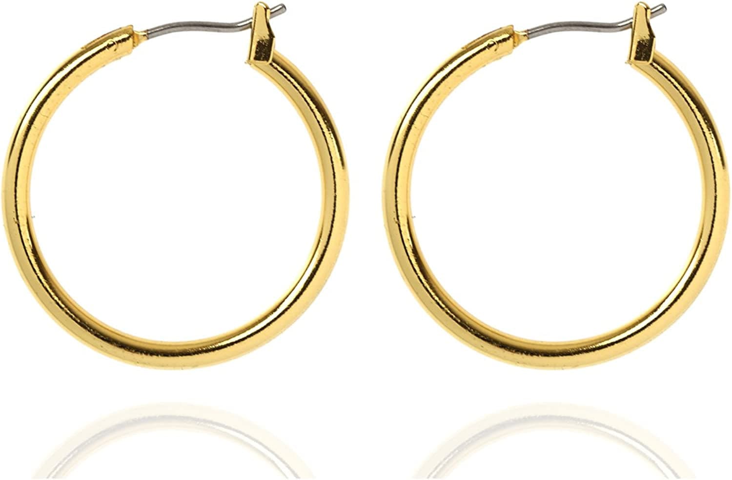 Classics Silvertone Large Oval Hoop Earrings Gold / Top Hoop Earrings