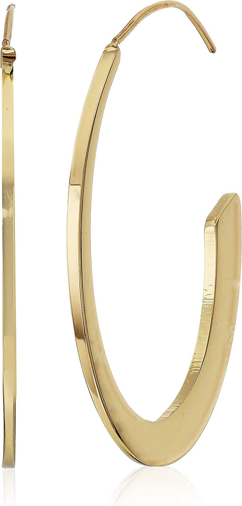 Classics Silvertone Large Oval Hoop Earrings gold / PE THREADER HOOP