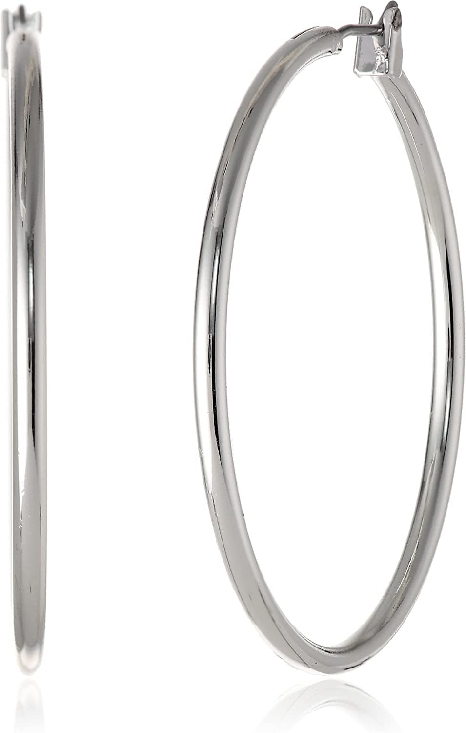 Classics Silvertone Large Oval Hoop Earrings Silver / Silver-Tone Thin Hoop Earrings