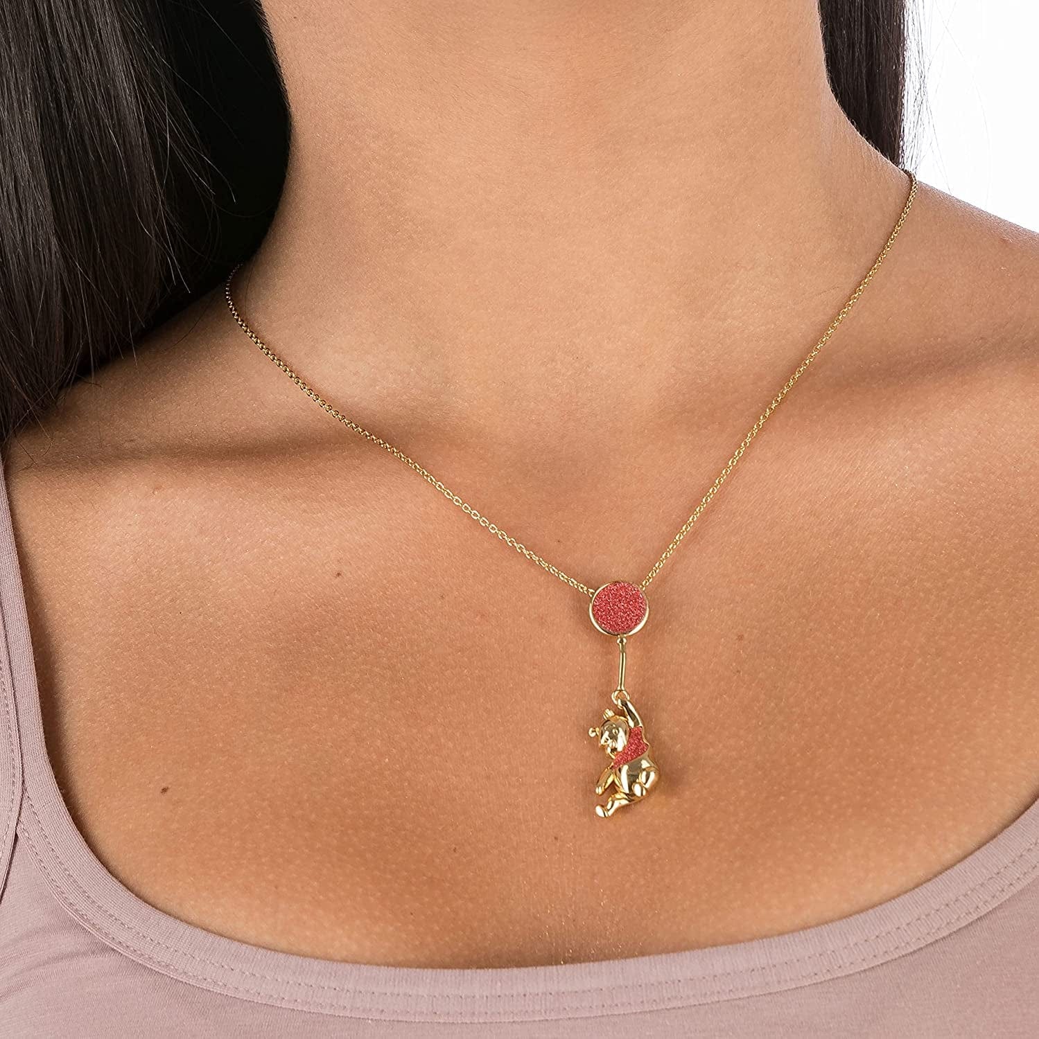 Classics Winnie the Pooh Gold Plated Swinging Balloon Necklace, 18"