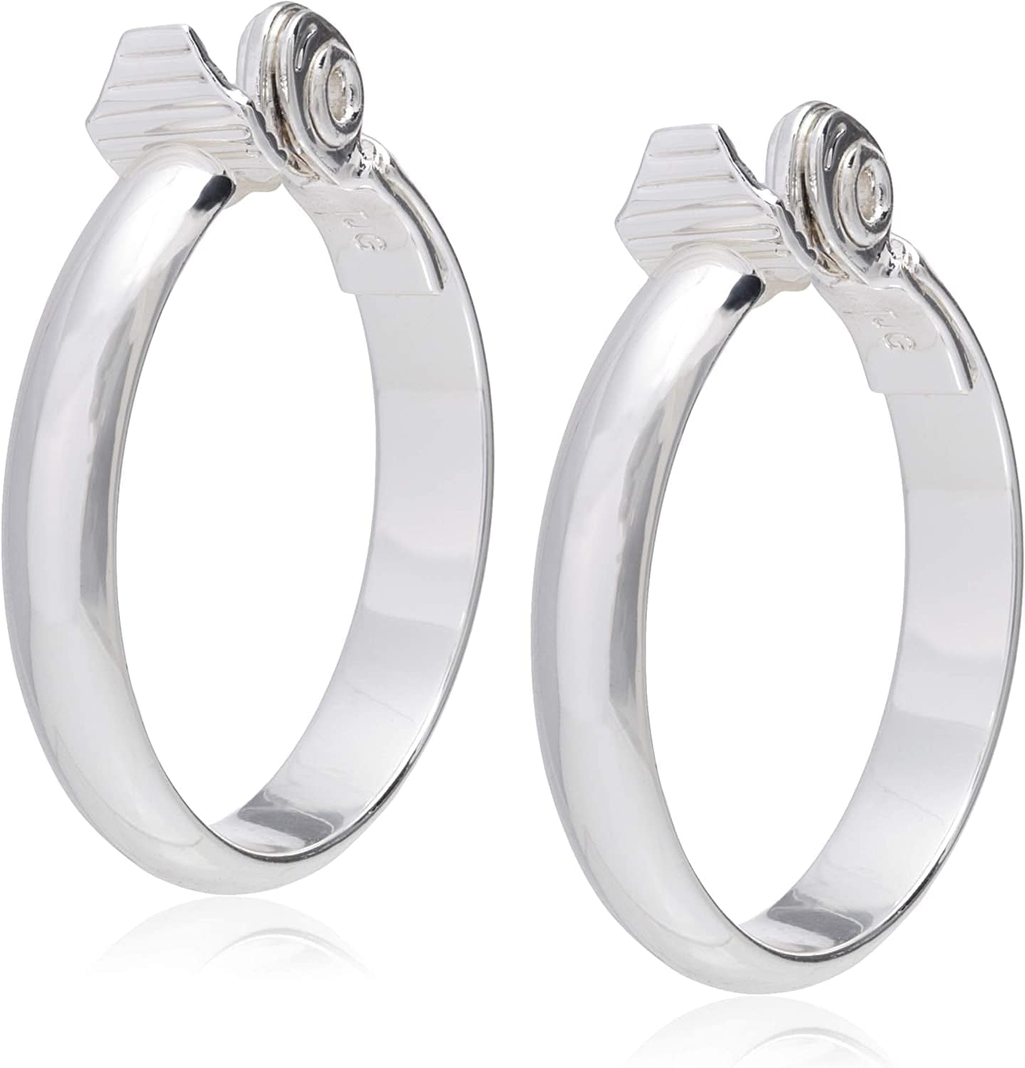 Clip Hoop Earrings Silver Tone / Clip Hoop Earrings