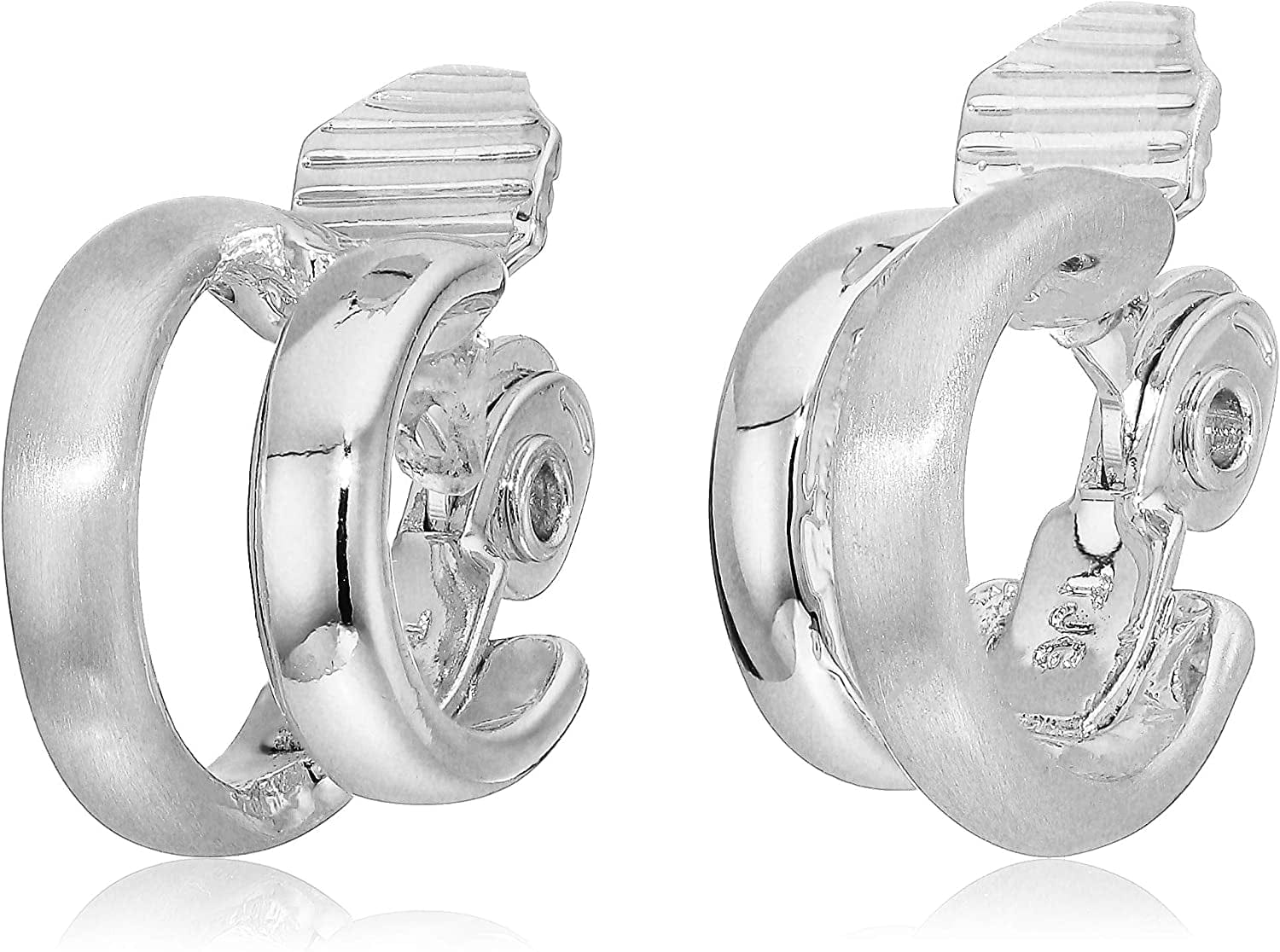 Clip Hoop Earrings Silver tone / CE SM HAMMRD TUBE HOOP