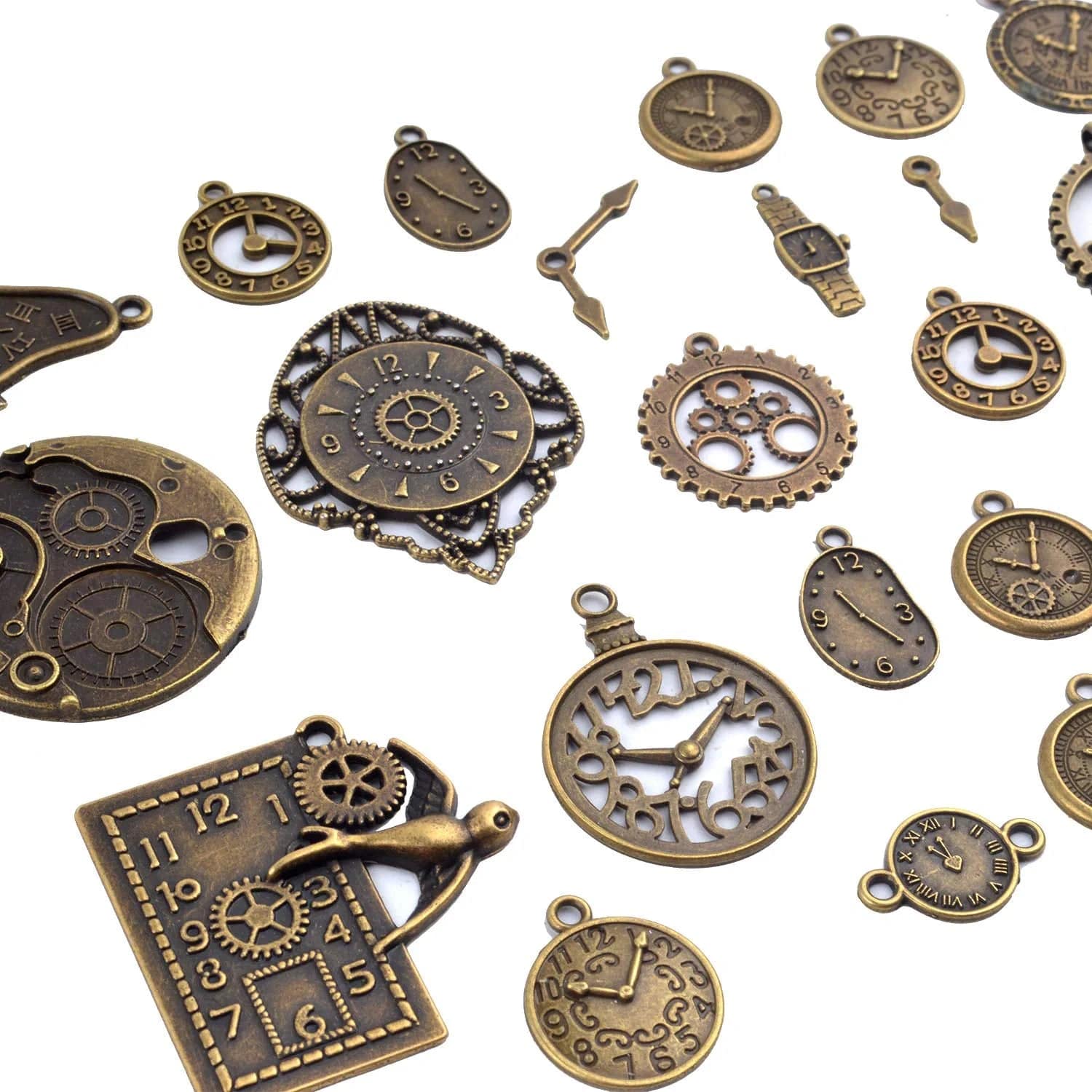 Clock Face Charm Pendant,100 Gram Multi-Style Clocks and Watches Dial Face Movement Charms Gears Steampunk Pendant Craft Supplies for DIY Jewelry Making