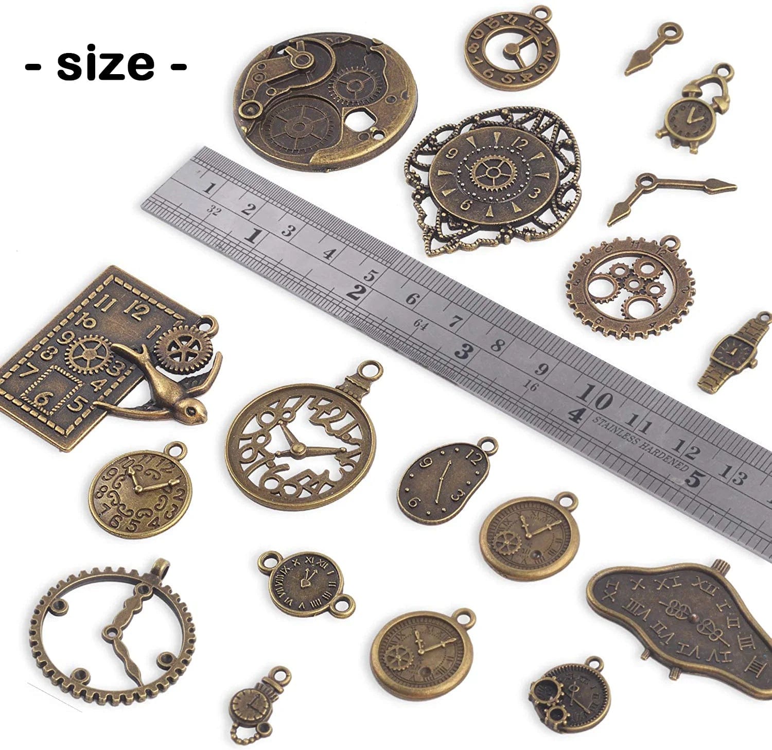 Clock Face Charm Pendant,100 Gram Multi-Style Clocks and Watches Dial Face Movement Charms Gears Steampunk Pendant Craft Supplies for DIY Jewelry Making