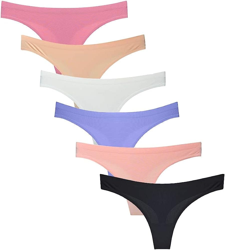 Closecret Women Laser Cut Seamless Thongs Panties Ice Silk Comfy G-String Underwear Multi / Large