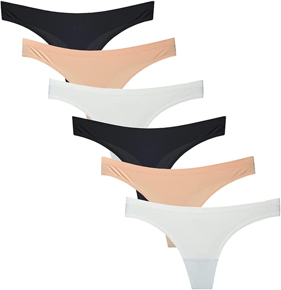 Closecret Women Laser Cut Seamless Thongs Panties Ice Silk Comfy G-String Underwear Multi-2 / X-Large