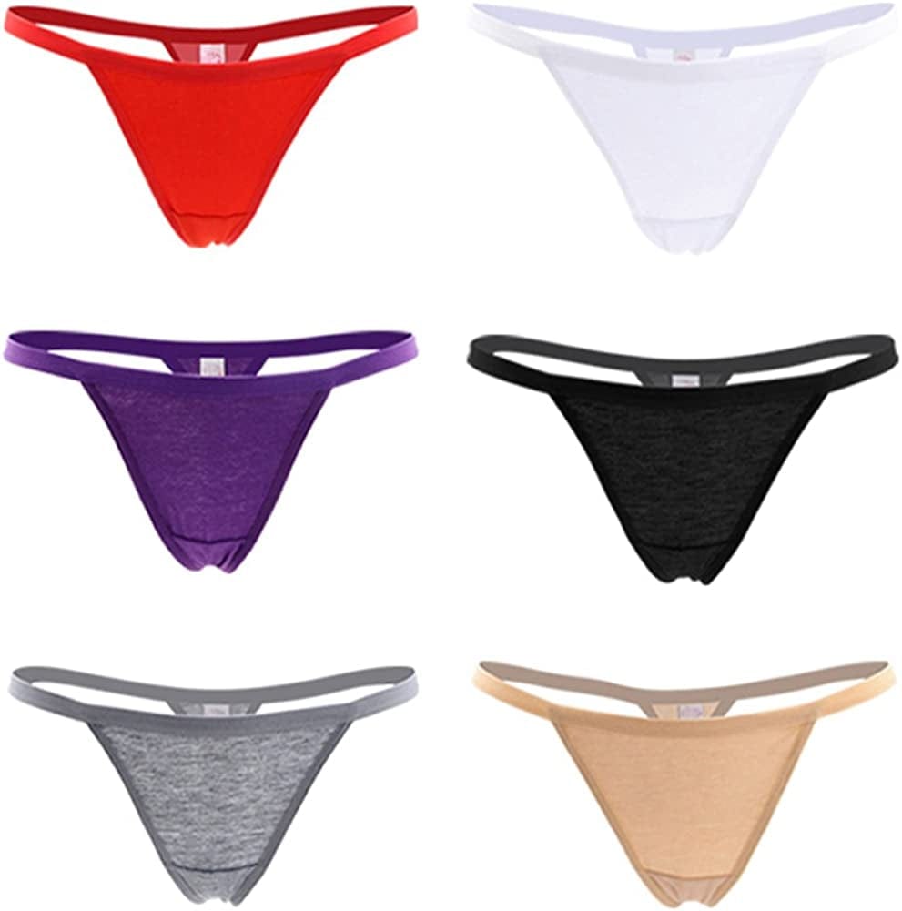 Closecret Women’S Panties Cotton Thongs Pack of 6Pcs G-String Multicoloured / XX-Small-X-Small