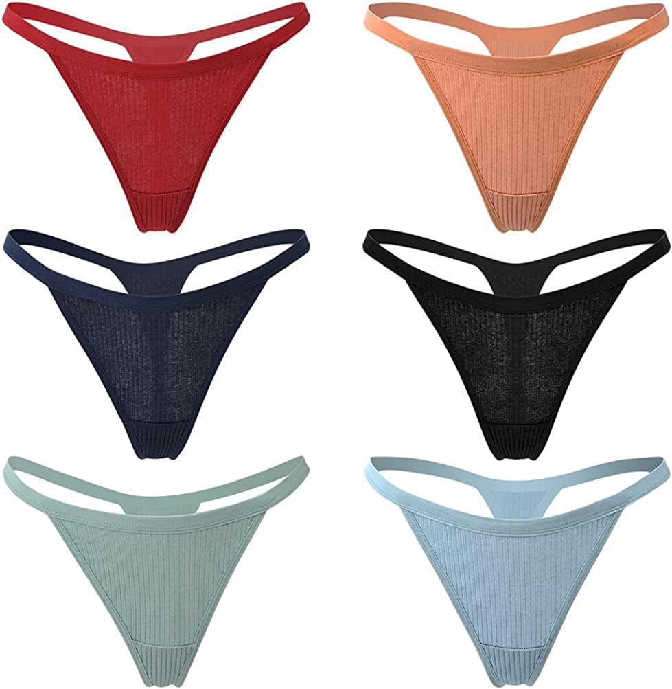 Closecret Women’S Panties Cotton Thongs Pack of 6Pcs G-String Assorted / XX-Small-X-Small