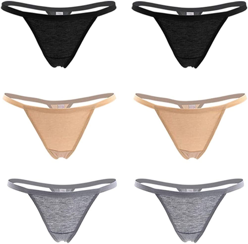 Closecret Women’S Panties Cotton Thongs Pack of 6Pcs G-String Multi / XX-Small-X-Small