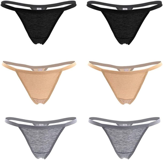 Closecret Women’S Panties Cotton Thongs Pack of 6Pcs G-String Multi / XX-Small-X-Small