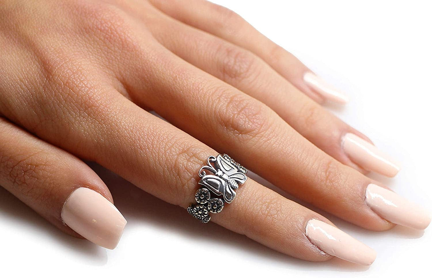 Closeoutwarehouse 925 Sterling Silver Butterfly Flower Forever Ring (Sizes 4-15)