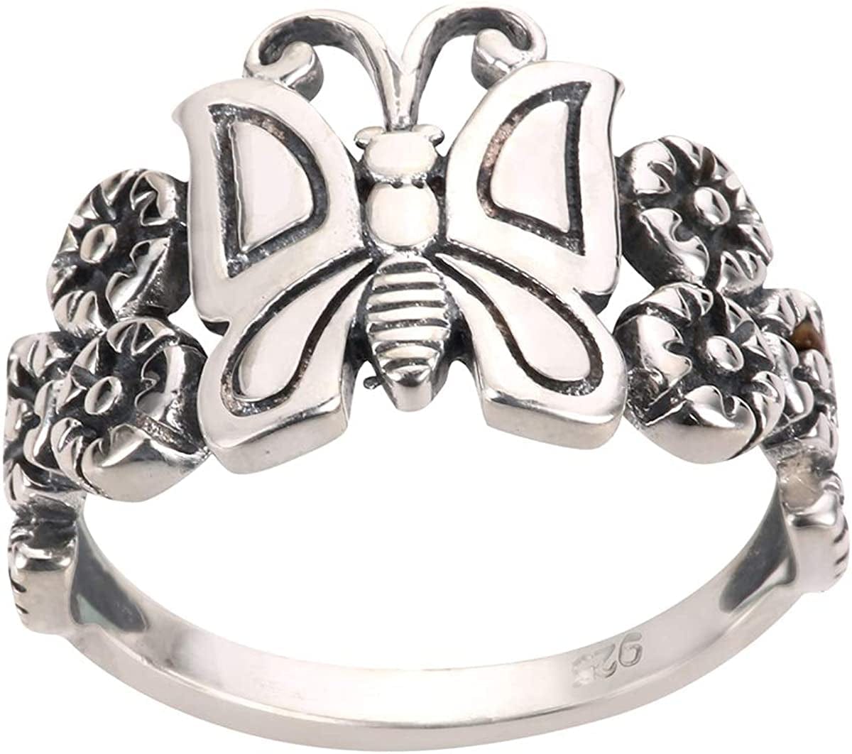 Closeoutwarehouse 925 Sterling Silver Butterfly Flower Forever Ring (Sizes 4-15)
