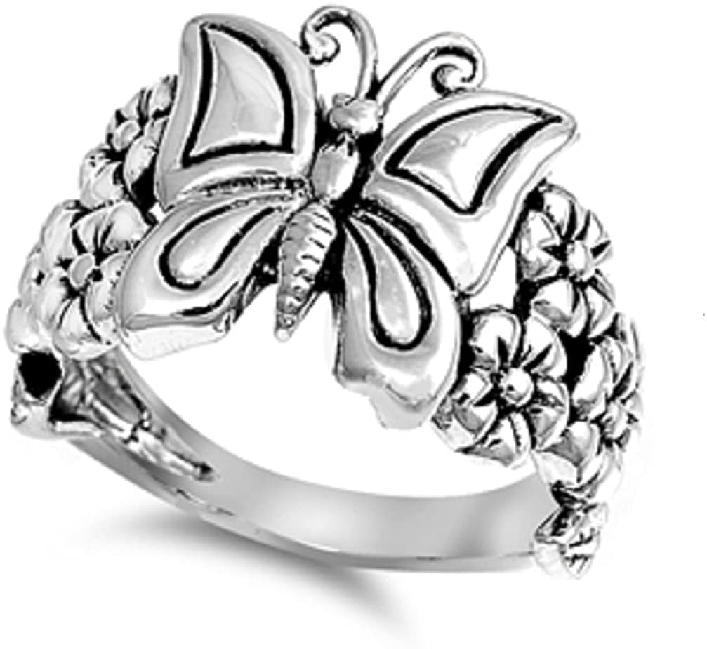 Closeoutwarehouse 925 Sterling Silver Butterfly Flower Forever Ring (Sizes 4-15) 13