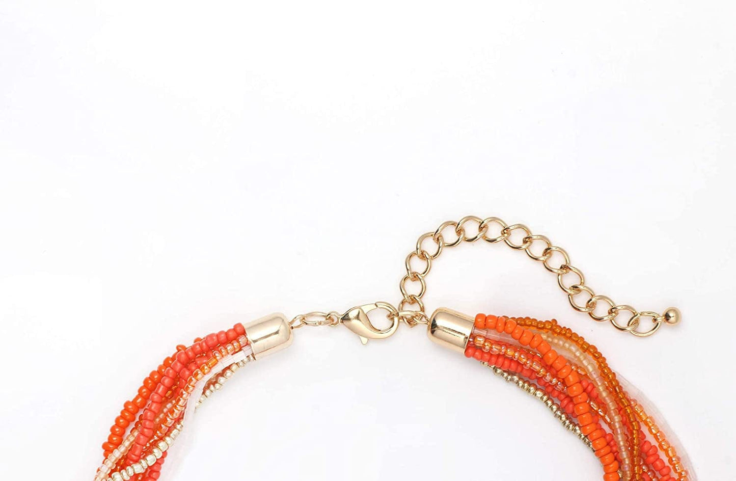 COIRIS Multi Strand Statement Colorful Beaded Necklace with Big Circle Shell Pendant for Women