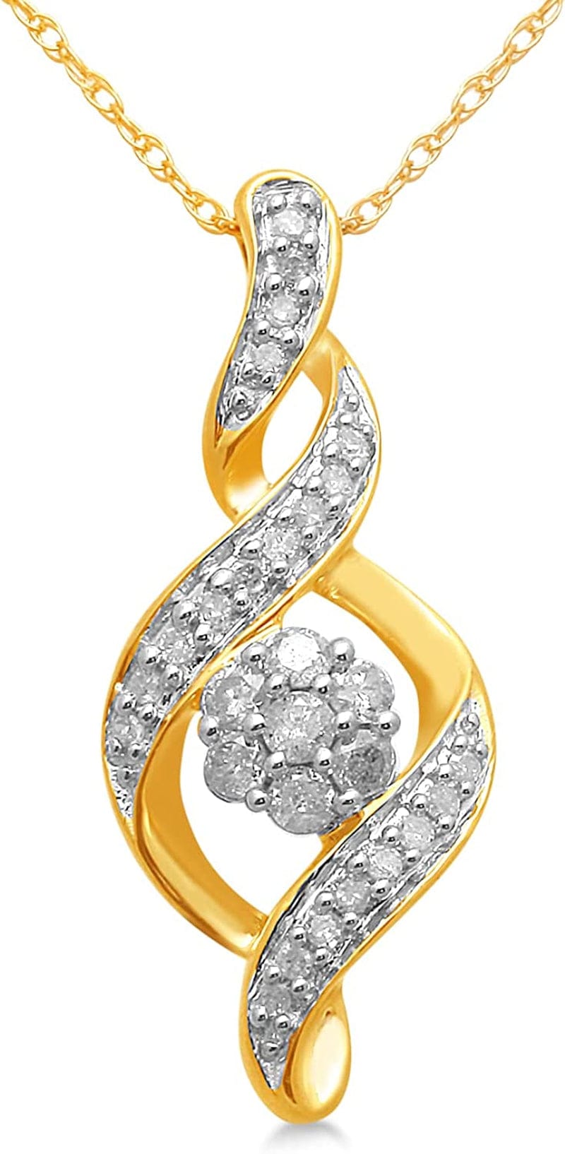 Collection 10K Diamond Pendant Necklace, 18" yellow-gold