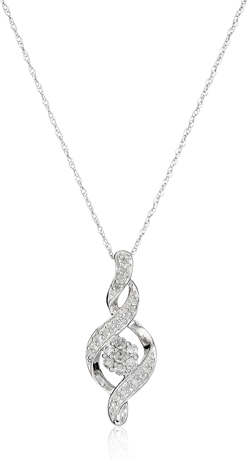 Collection 10K Diamond Pendant Necklace, 18" white-gold
