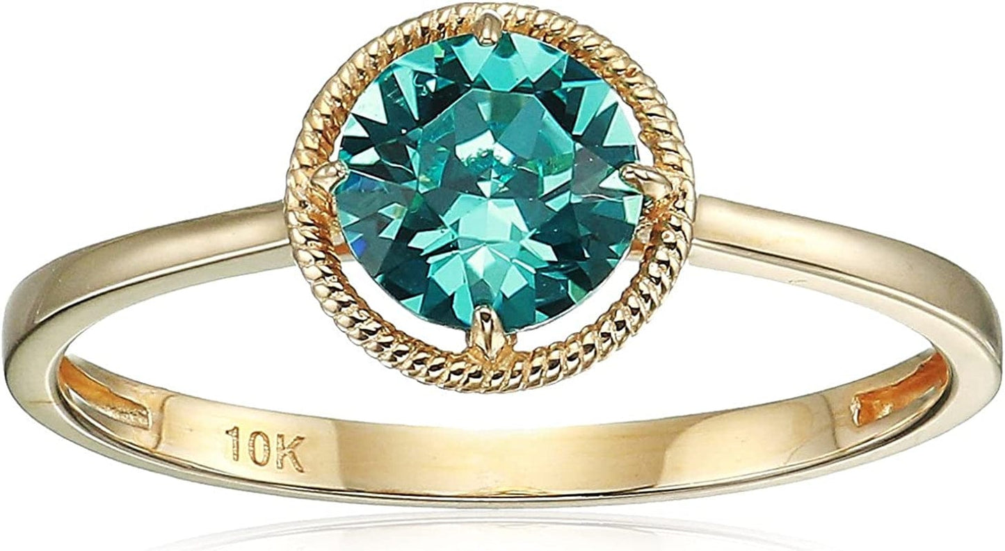 Collection 10K Gold Round-Cut Birthstone Ring Made with Infinite Elements Crystal December / 8