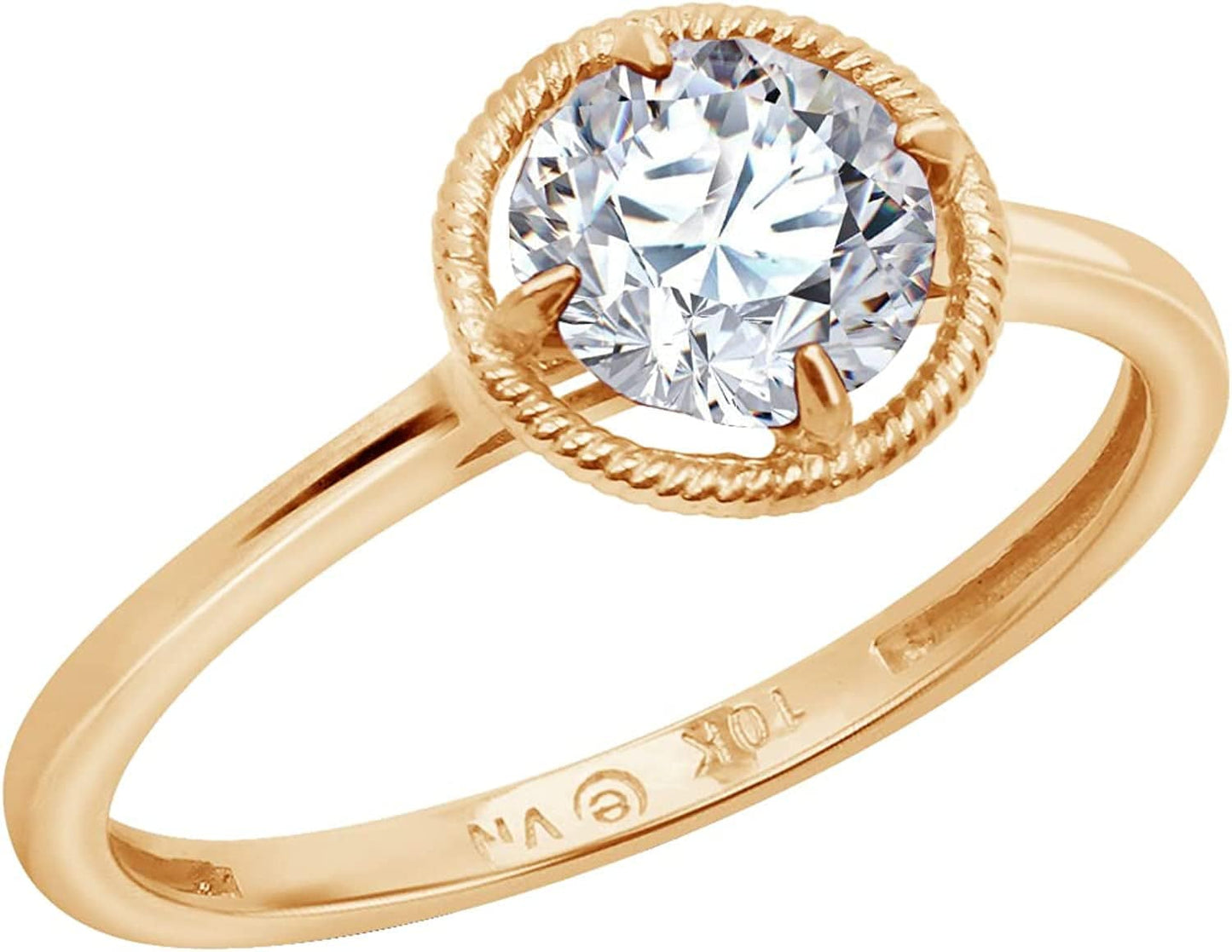 Collection 10K Gold Round-Cut Birthstone Ring Made with Infinite Elements Crystal April / 8