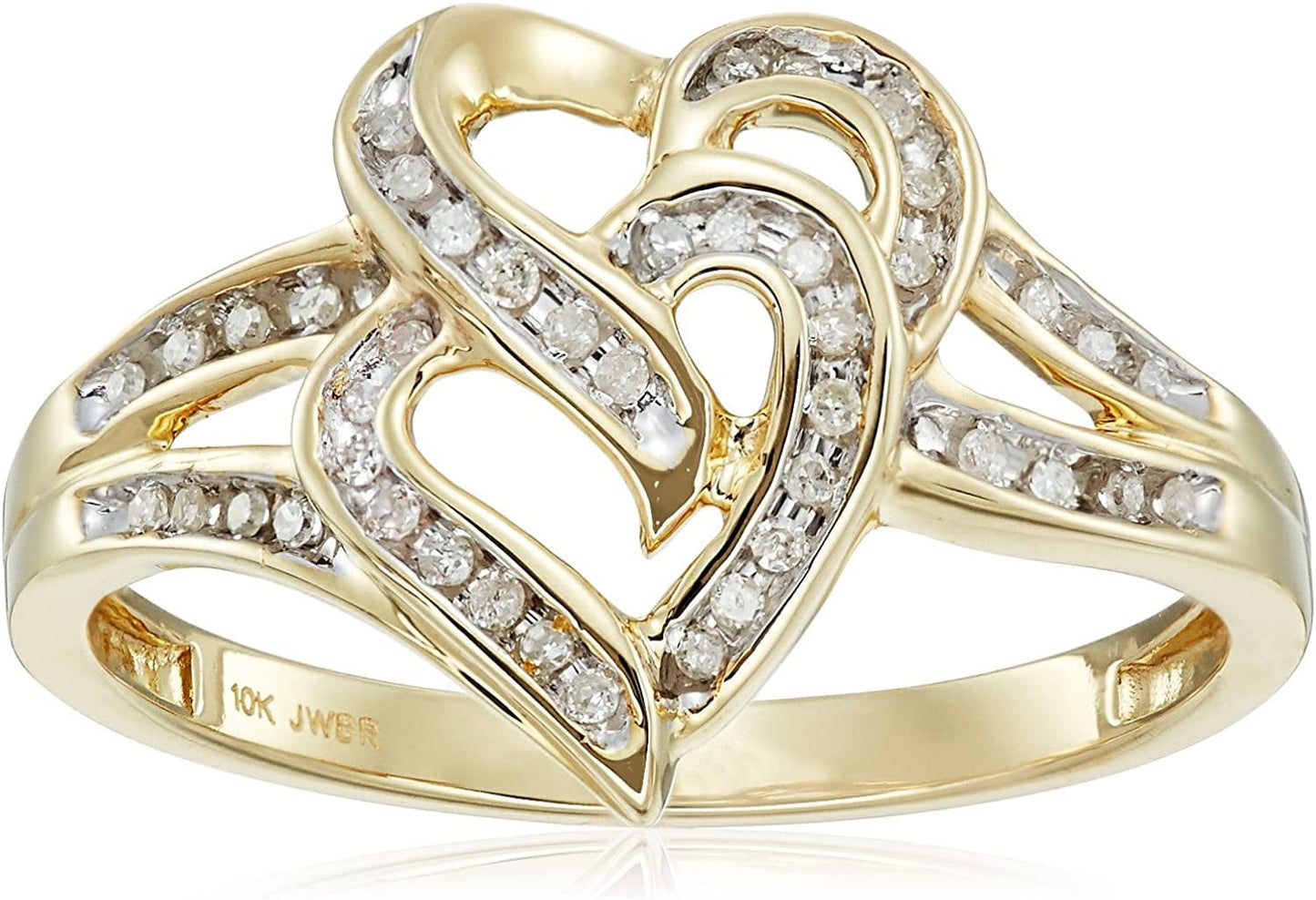 Collection 10K Yellow Gold Diamond Heart Ring (1/10Cttw, I-J Color, I2-I3 Clarity) 7