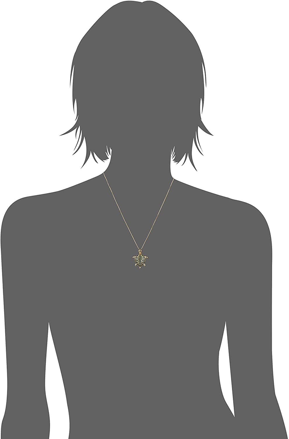 Collection 18K Yellow Gold Plated Sterling Silver Genuine Green Jade Turtle Pendant Necklace, 18"