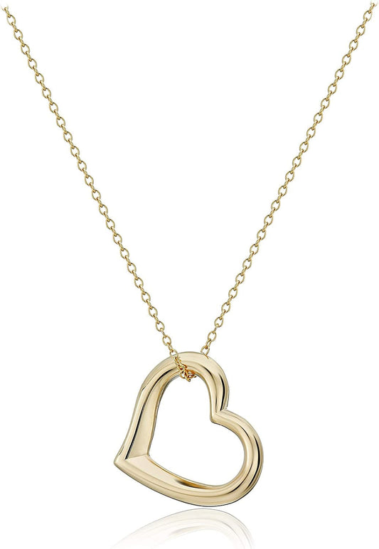 Collection 18K Yellow Gold Plated Sterling Silver Open Heart Pendant Necklace, 18"