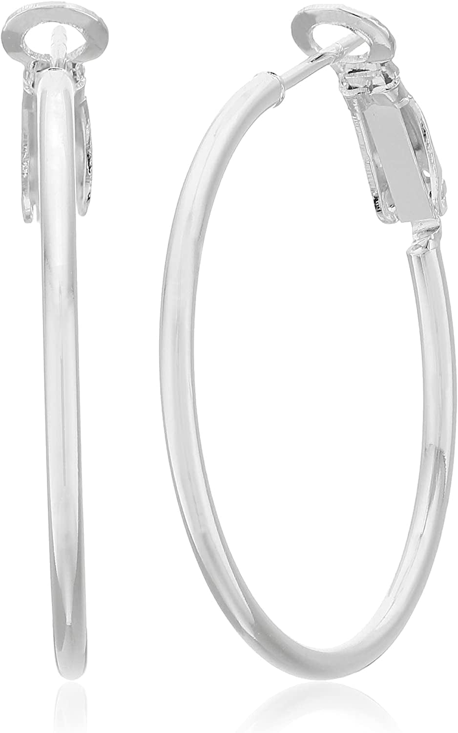 Collection 925 Sterling Silver Lightweight Paddle Back Hoop Earrings Silver / 30mm/1.2 inches
