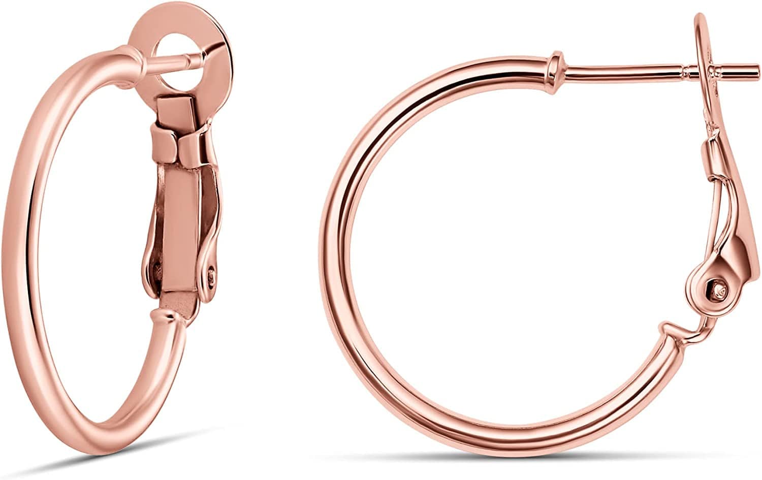 Collection 925 Sterling Silver Lightweight Paddle Back Hoop Earrings Rose Yellow Gold / 30mm/1.2 inches