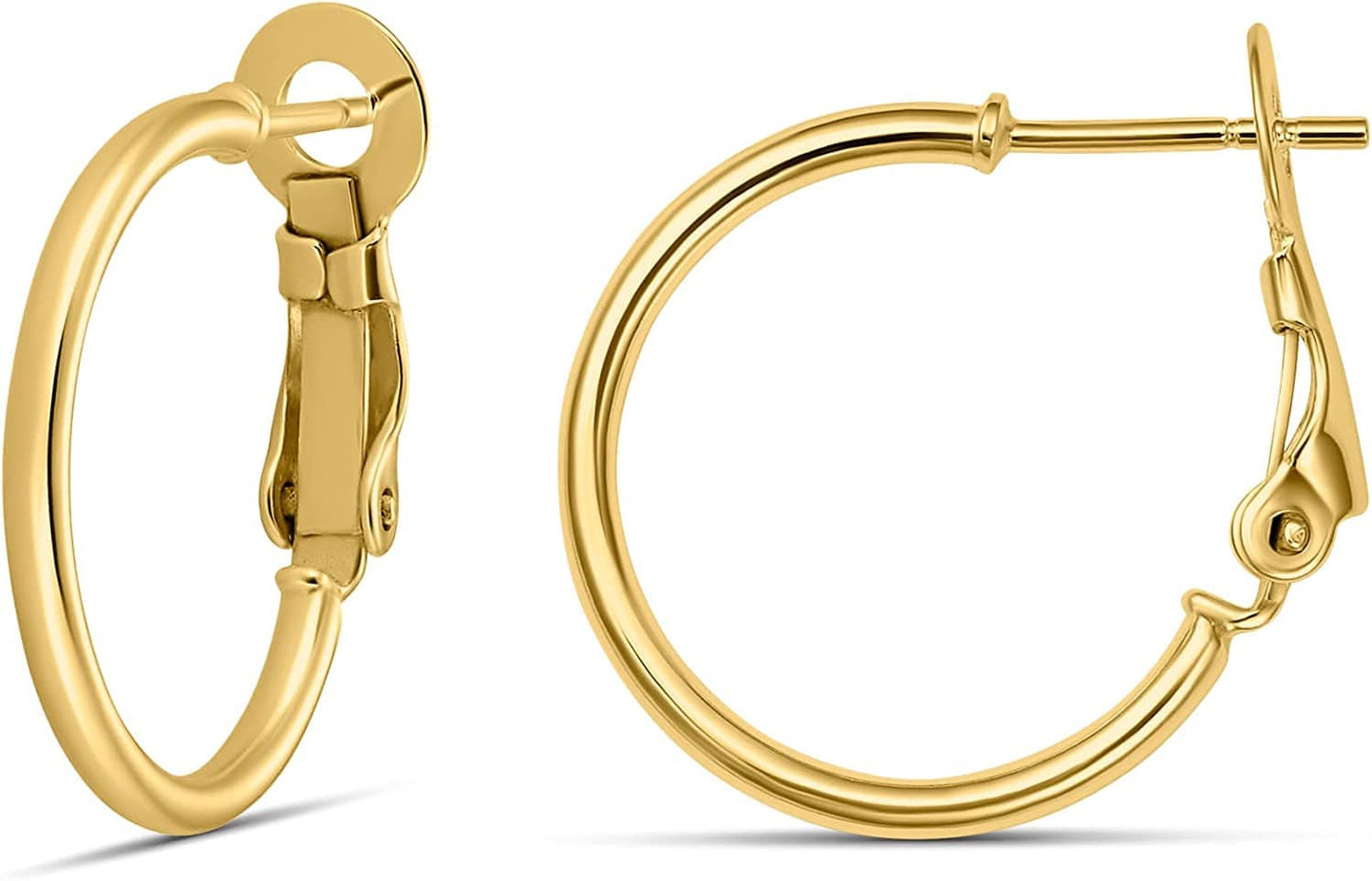 Collection 925 Sterling Silver Lightweight Paddle Back Hoop Earrings Yellow Gold / 30mm/1.2 inches