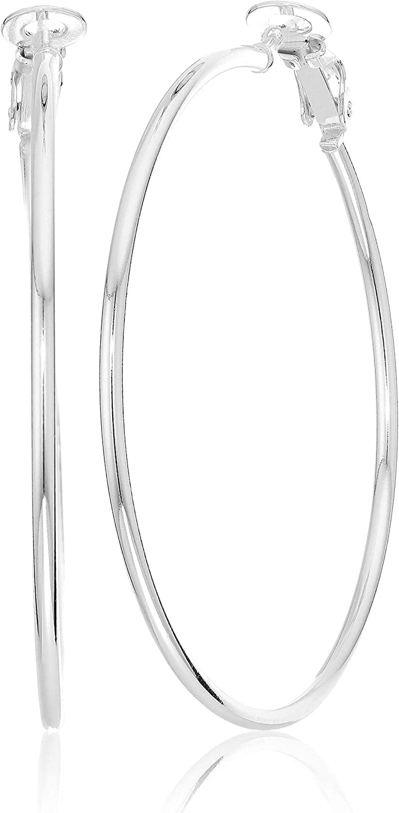 Collection 925 Sterling Silver Lightweight Paddle Back Hoop Earrings Silver / 50mm/2 inches