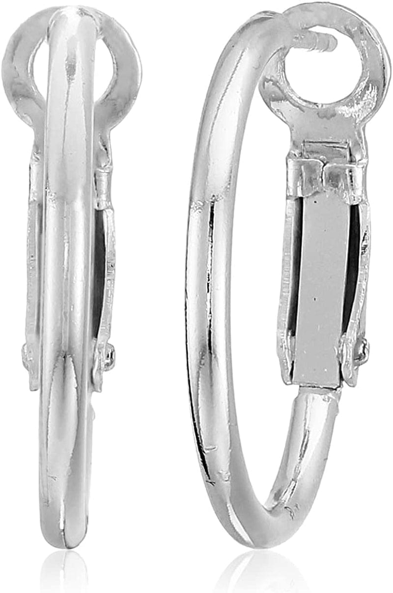 Collection 925 Sterling Silver Lightweight Paddle Back Hoop Earrings Silver / 20mm/.75 inches