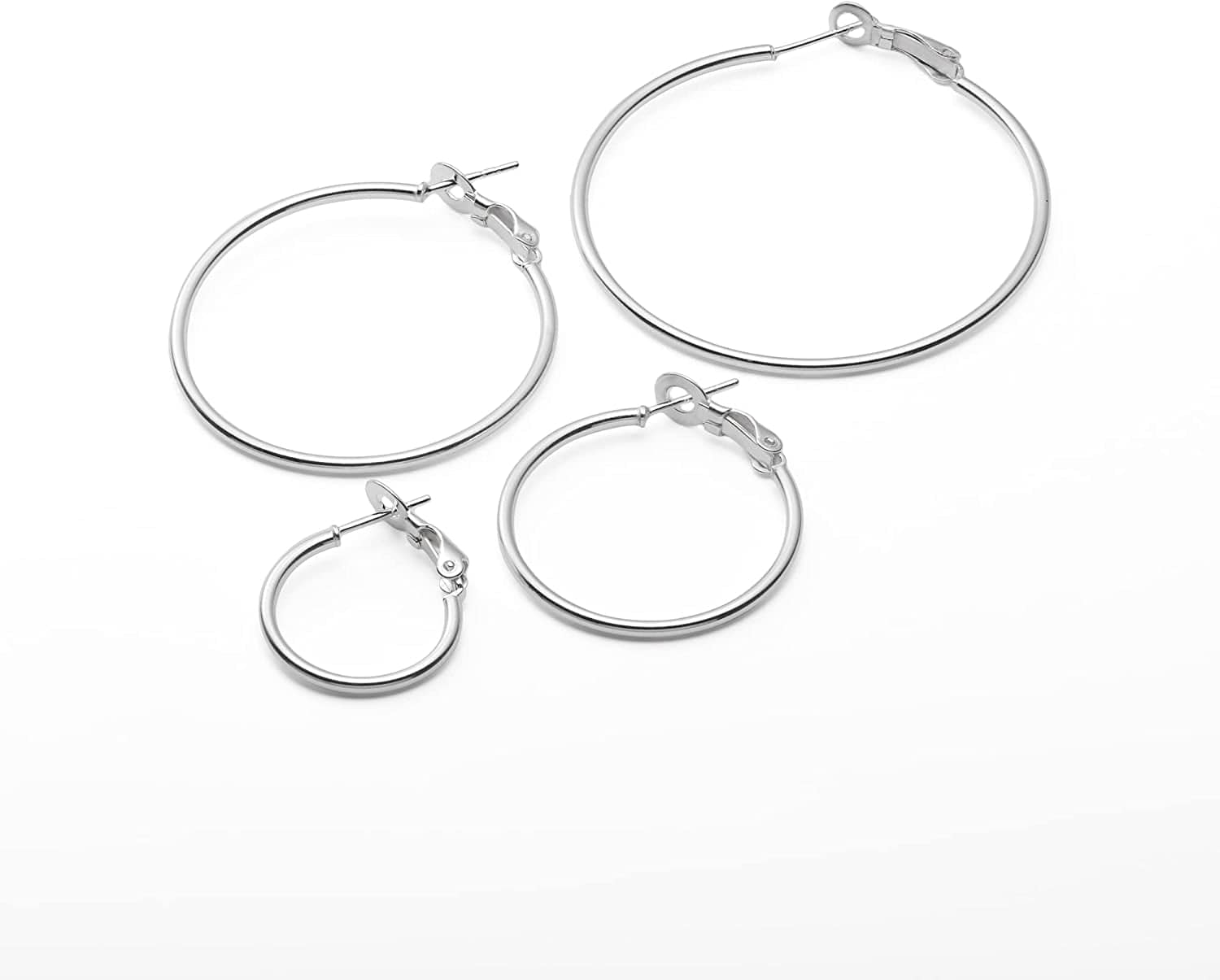 Collection 925 Sterling Silver Lightweight Paddle Back Hoop Earrings