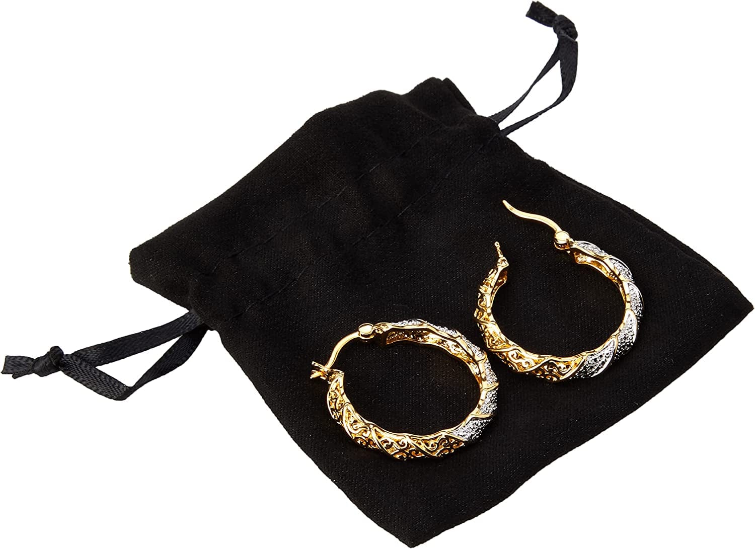 Collection Plated Bronze Diamond Accent Twisted Hoop Earrings