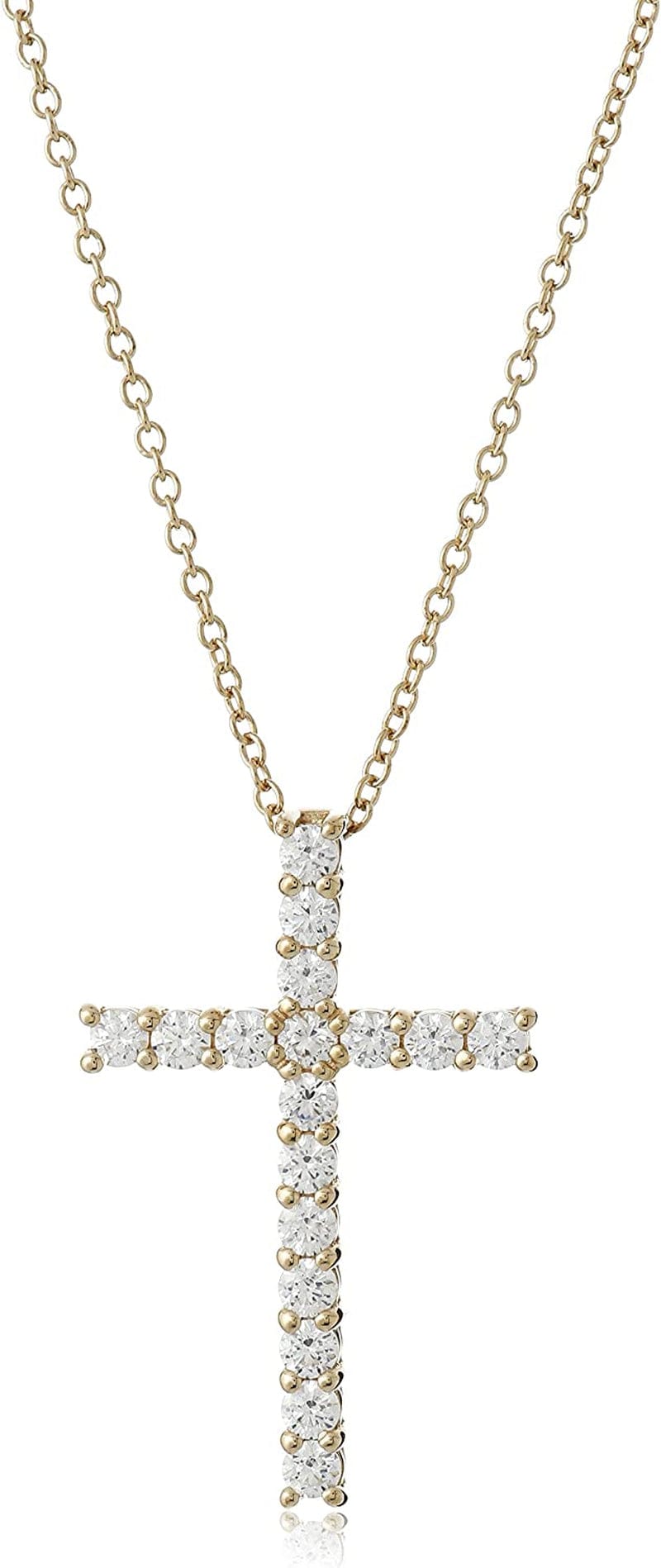 Collection Platinum or Gold Plated Sterling Silver Cross Pendant Necklace with Infinite Elements Zirconia, 18" yellow-gold-plated-silver / 2 cttw