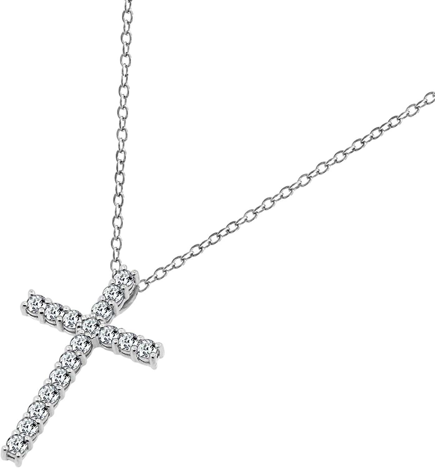 Collection Platinum or Gold Plated Sterling Silver Cross Pendant Necklace with Infinite Elements Zirconia, 18" platinum-plated-silver / 2 cttw