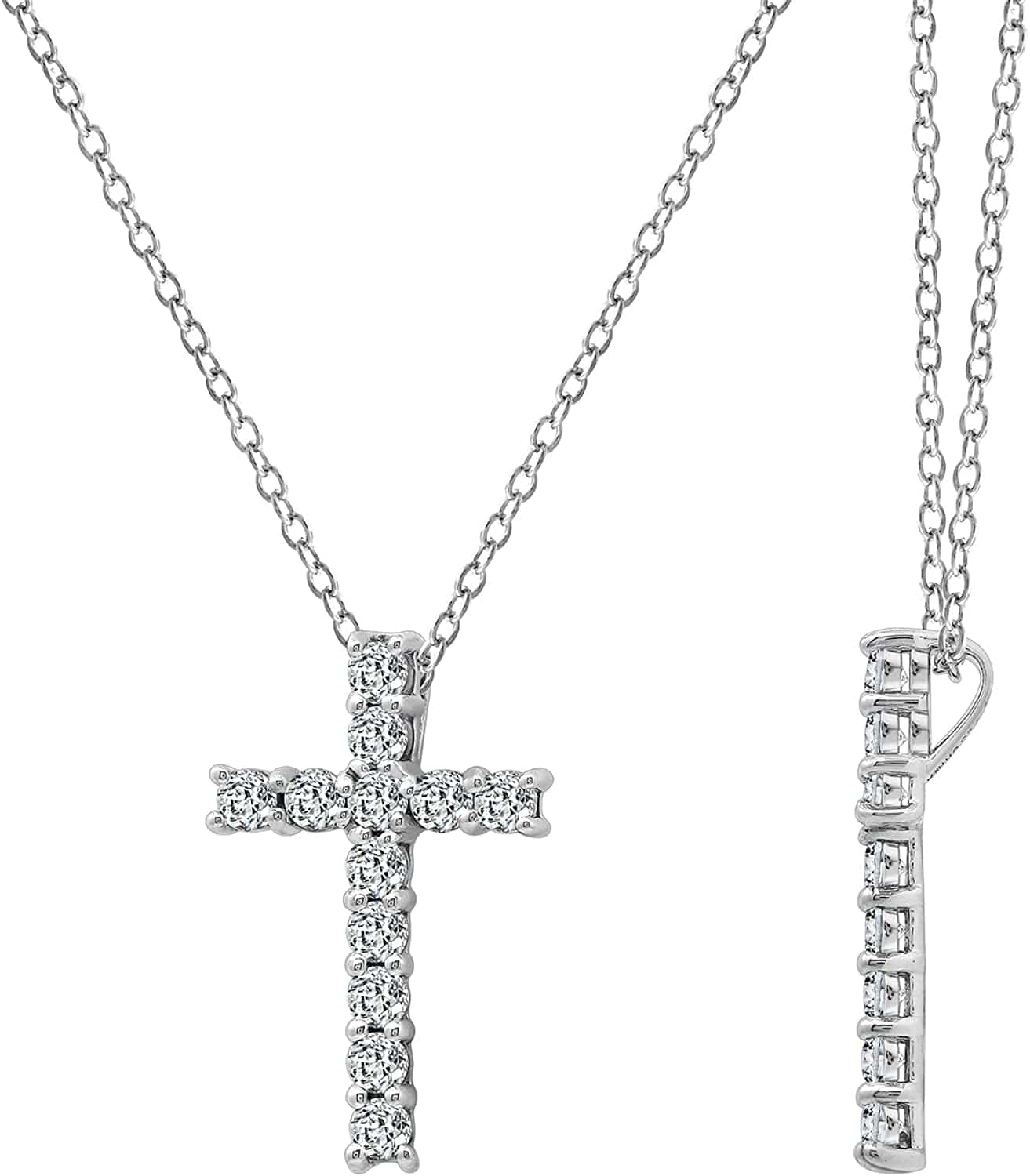 Collection Platinum or Gold Plated Sterling Silver Cross Pendant Necklace with Infinite Elements Zirconia, 18" platinum-plated-silver / 1 cttw
