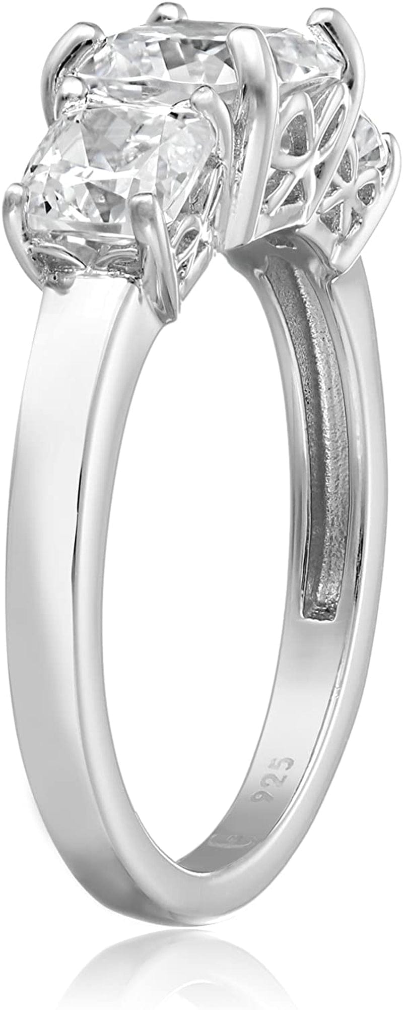 Collection Platinum or Gold Plated Sterling Silver Fancy Cut 3-Stone Ring Made with Infinite Elements Zirconia