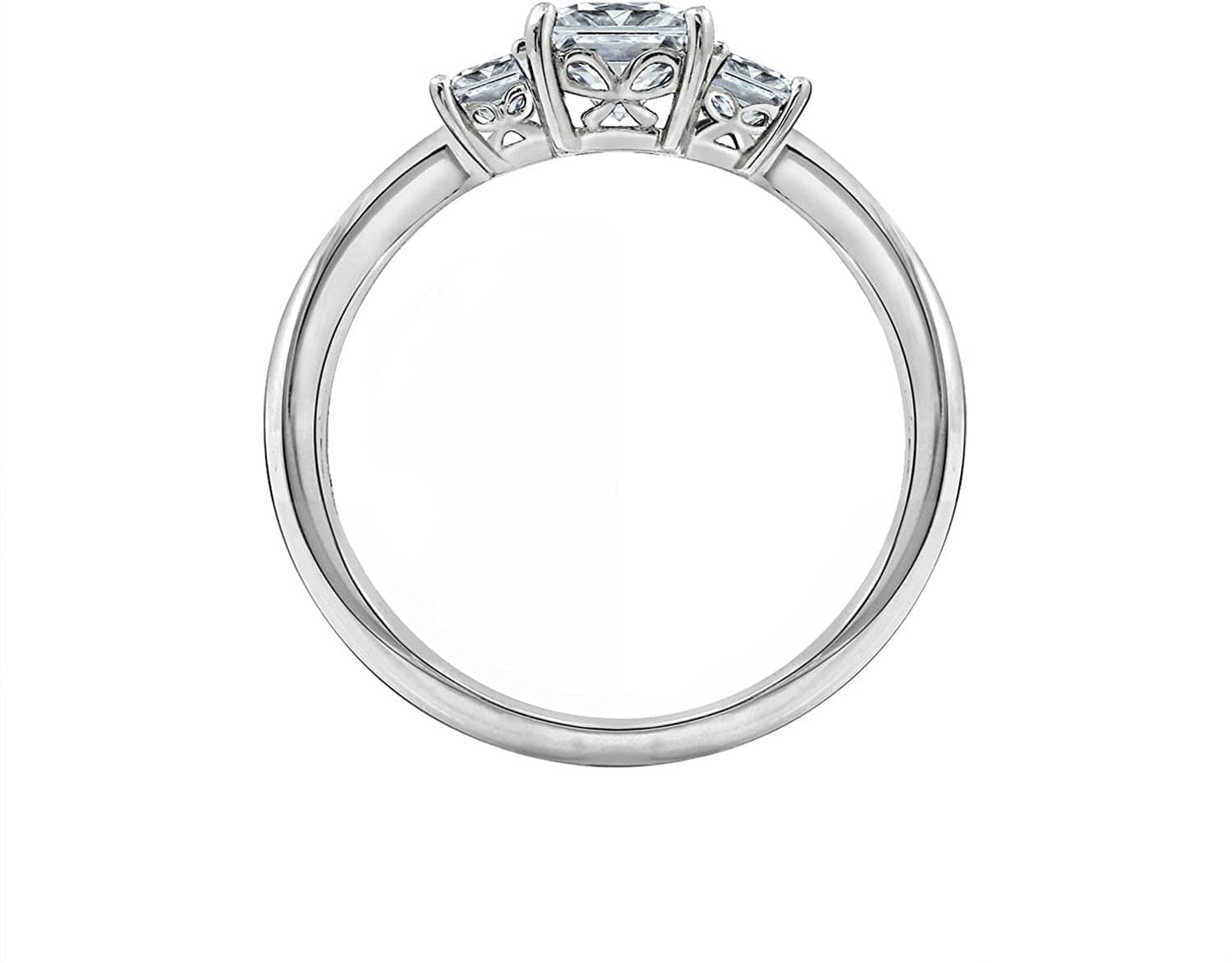 Collection Platinum or Gold Plated Sterling Silver Princess-Cut 3-Stone Ring Made with Infinite Elements Zirconia