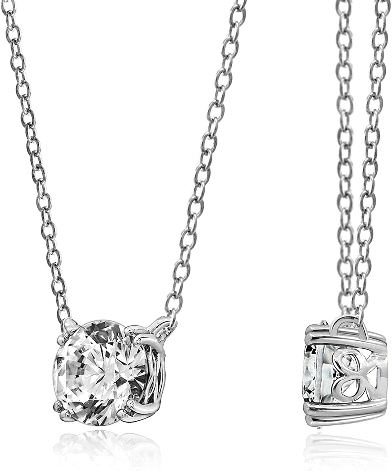 Collection Platinum or Gold-Plated Sterling Silver Round-Cut Infinite Elements Zirconia Solitaire Pendant Necklace platinum-plated-silver / 2 cttw