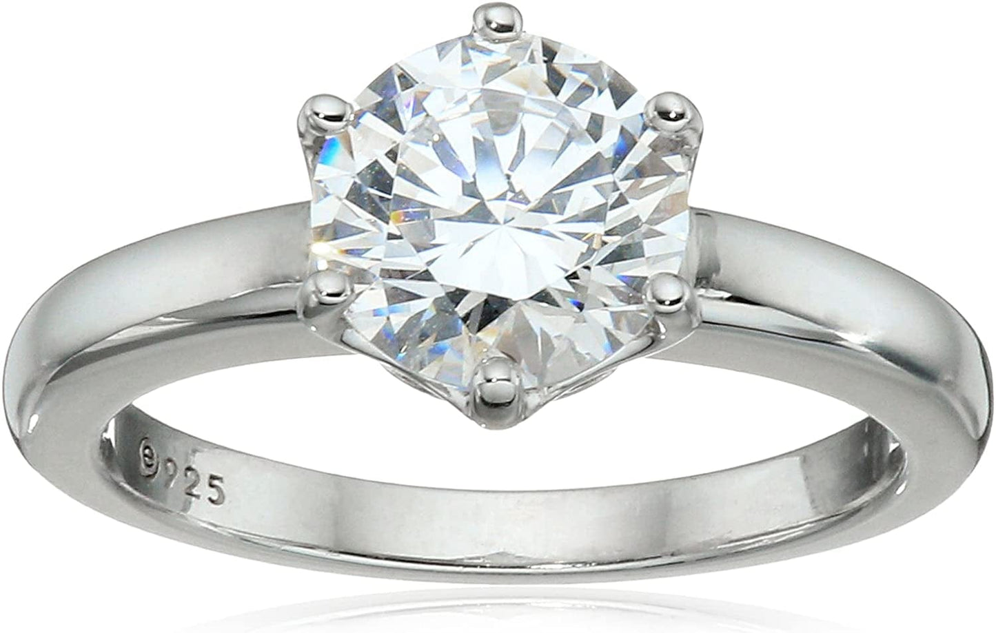 Collection Platinum or Gold Plated Sterling Silver round Cut Solitaire Ring Made with Infinite Elements Zirconia White Cubic Zirconia/Platinum / 2 cttw / Size 7