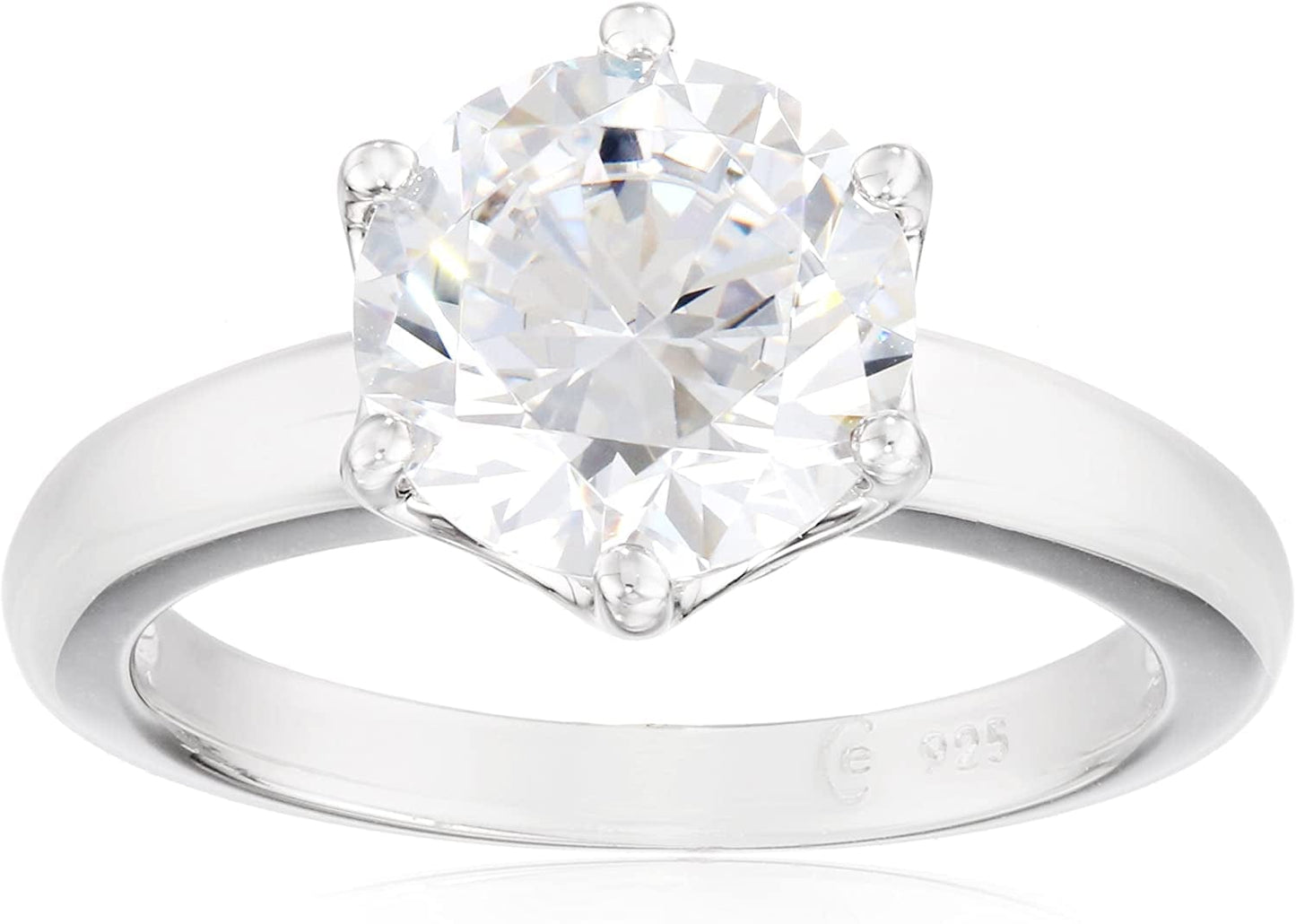 Collection Platinum or Gold Plated Sterling Silver round Cut Solitaire Ring Made with Infinite Elements Zirconia White Cubic Zirconia/Platinum / 3 cttw / Size 8