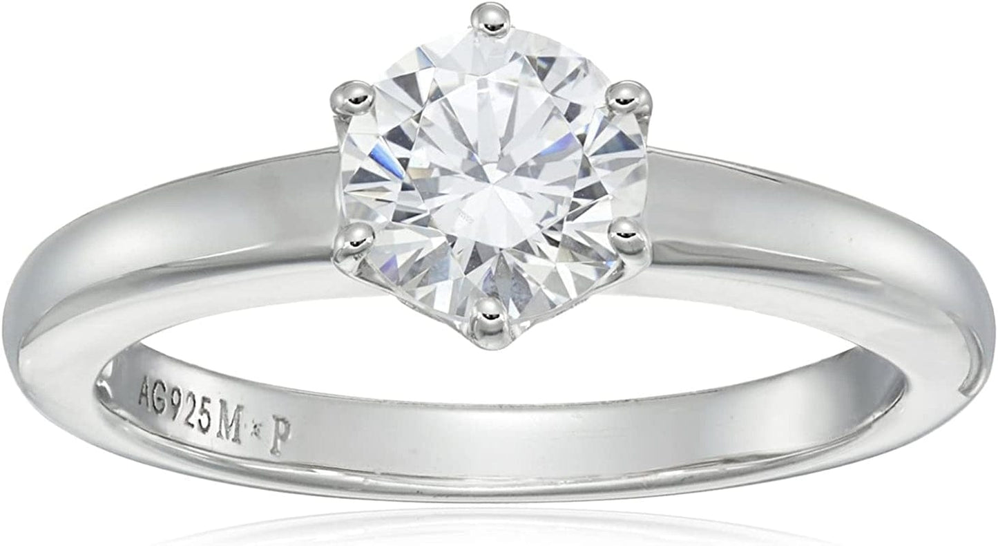 Collection Platinum or Gold Plated Sterling Silver round Cut Solitaire Ring Made with Infinite Elements Zirconia White Cubic Zirconia/Platinum / 1 cttw / Size 6