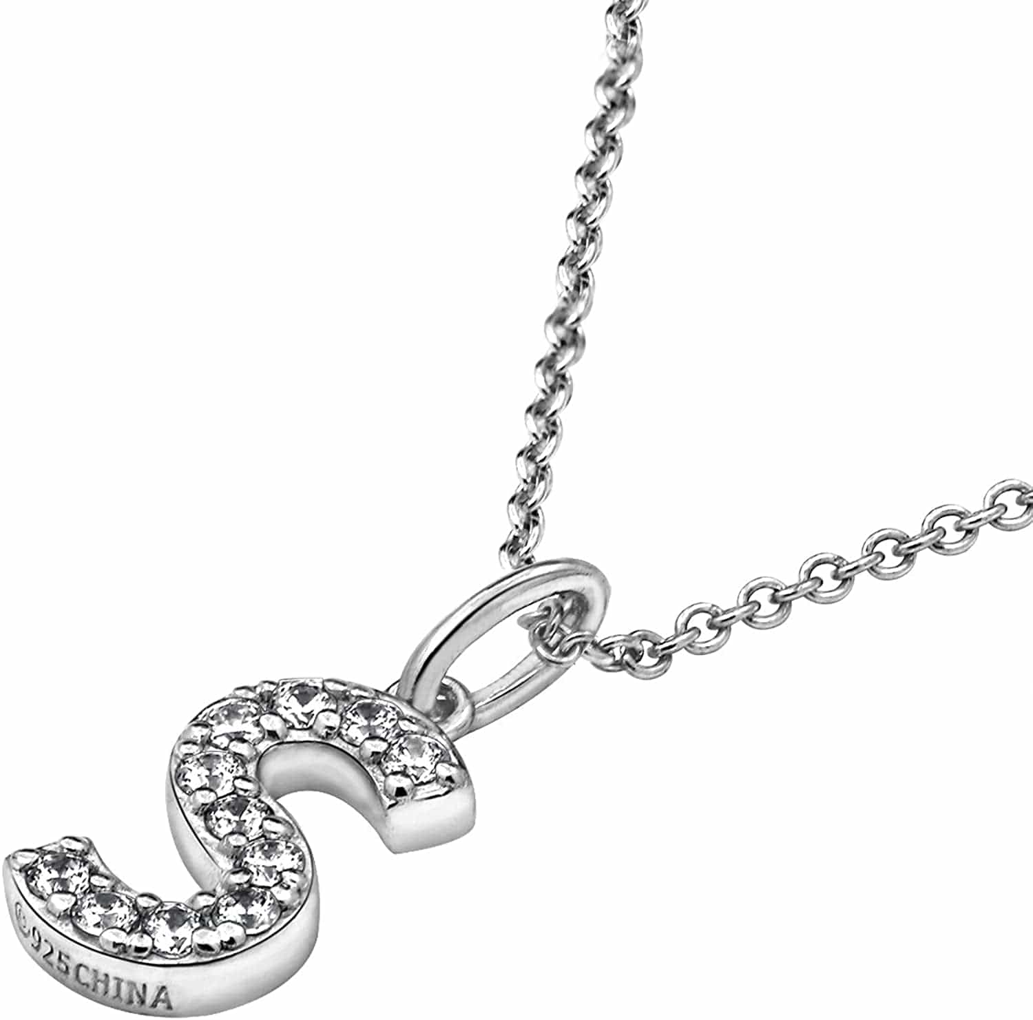 Collection Platinum Plated Sterling Silver Infinite Elements Cubic Zirconia Initial Pendant Necklace, 18" S
