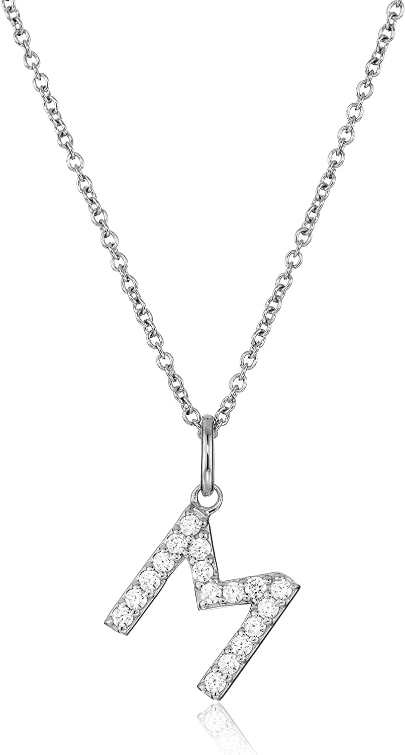 Collection Platinum Plated Sterling Silver Infinite Elements Cubic Zirconia Initial Pendant Necklace, 18" M