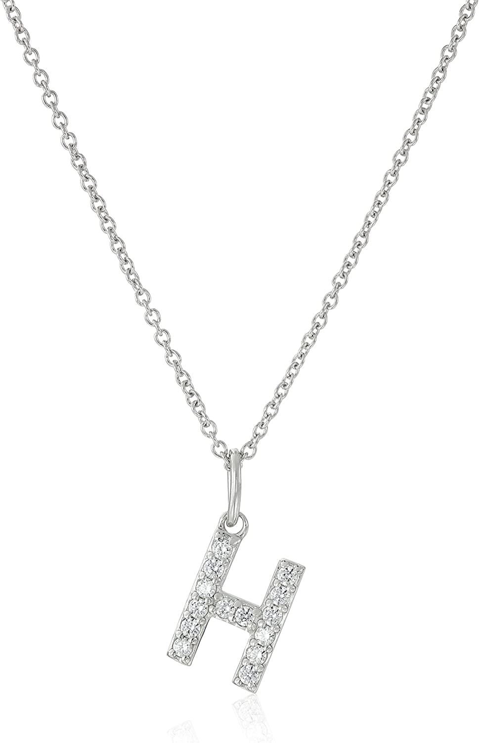 Collection Platinum Plated Sterling Silver Infinite Elements Cubic Zirconia Initial Pendant Necklace, 18" H