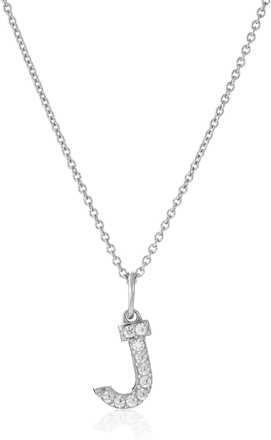 Collection Platinum Plated Sterling Silver Infinite Elements Cubic Zirconia Initial Pendant Necklace, 18" J