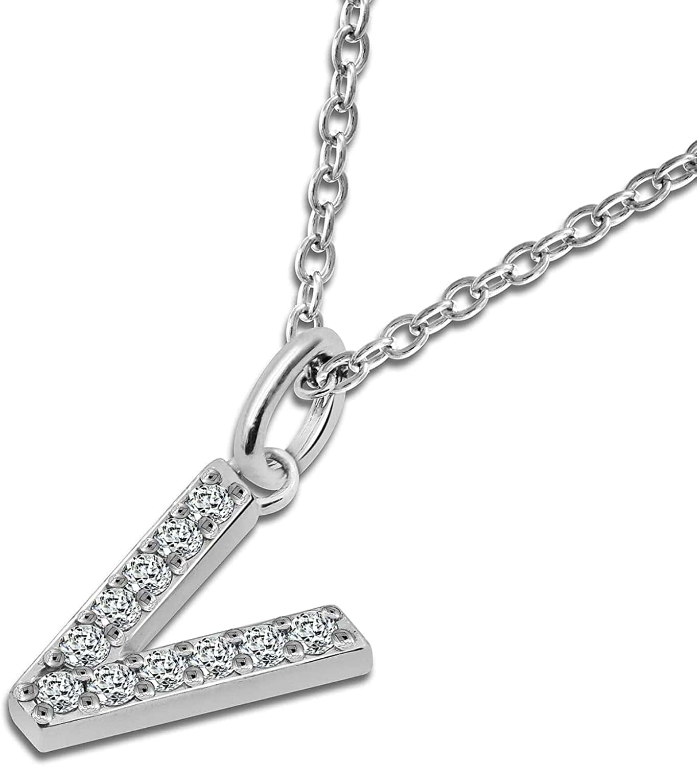 Collection Platinum Plated Sterling Silver Infinite Elements Cubic Zirconia Initial Pendant Necklace, 18" V